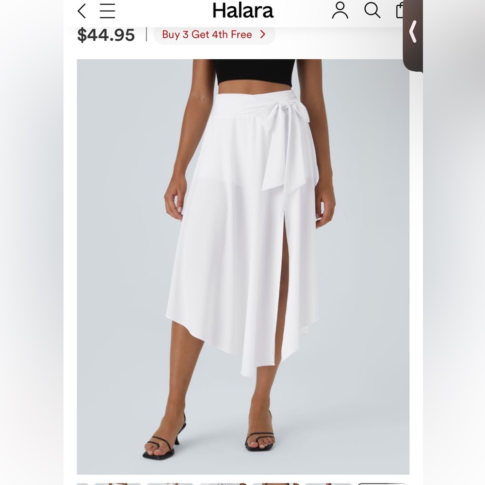 HALARA White Asymmetrical Midi Skirt with Side Slit